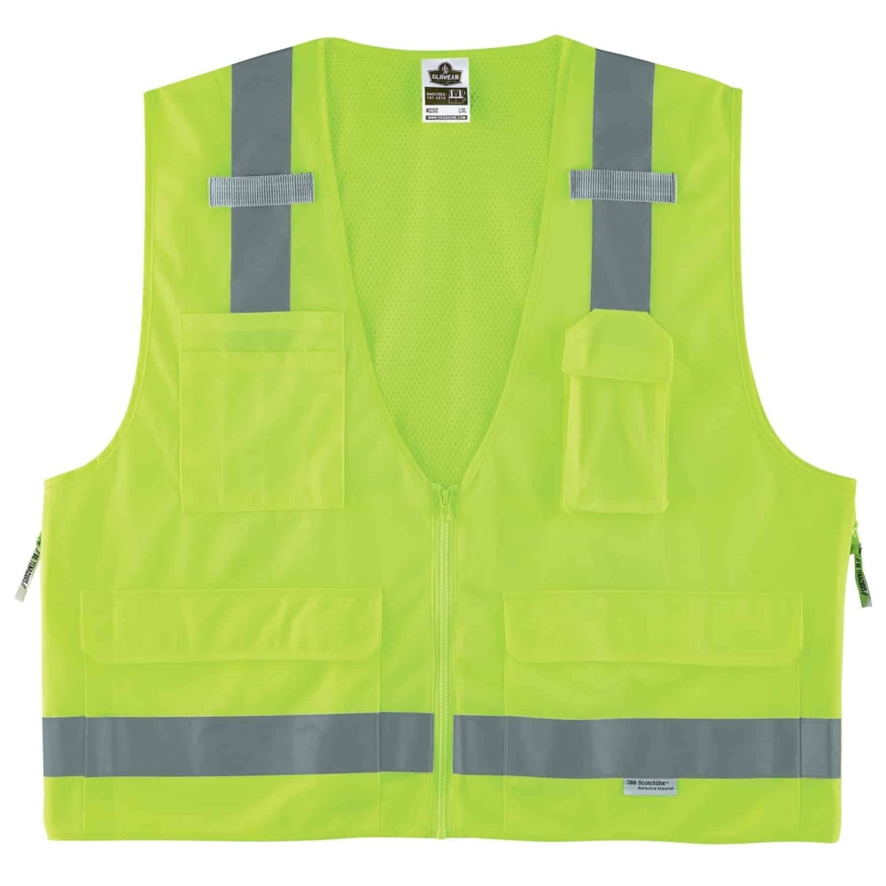 ERGODYNE CORPORATION Ergodyne 21429  GloWear Safety Vest, Surveyors 8250Z, Type R Class 2, 4X/5X, Lime