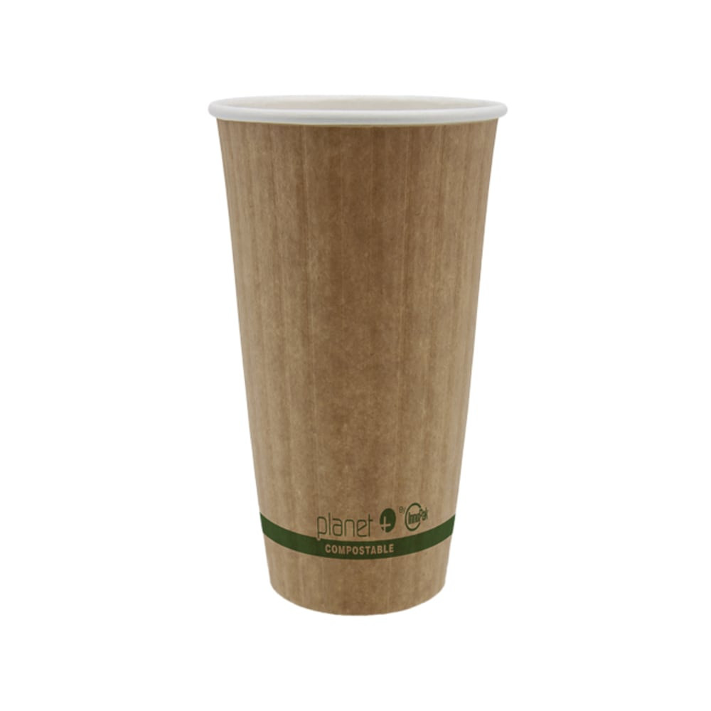 ASEAN CORPORATION StalkMarket PLC-20-DW Planet+ Compostable Hot Cups, Double-Wall, 20 Oz, Brown, Pack Of 600 Cups