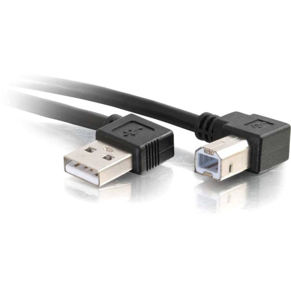 LASTAR INC. 28111 C2G 3m USB 2.0 Right Angle A/B Cable - Black (9.8ft) - 9.84 ft USB Data Transfer Cable for Mouse, Keyboard, Printer, Modem - First End: 1 x USB 2.0 Type A - Male - Second End: 1 x USB 2.0 Type B - Male - Shielding - Black