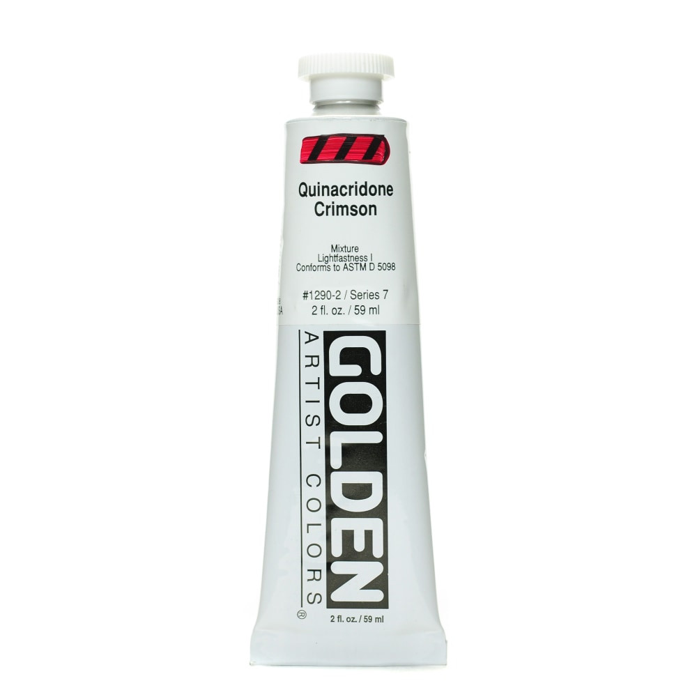 GOLDEN ARTIST COLORS, INC. Golden 1290-2  Heavy Body Acrylic Paint, 2 Oz, Quinacridone Crimson