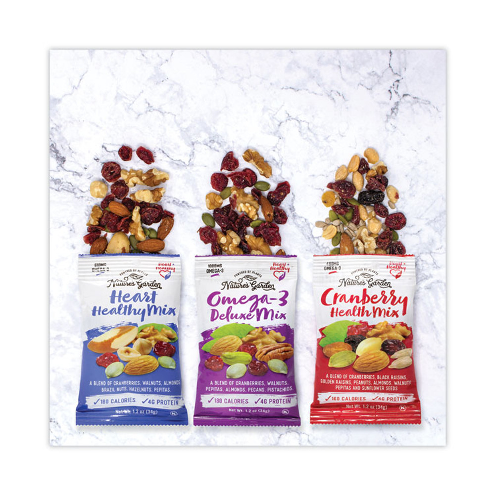 NATURE'S GARDEN 29400009 Healthy Trail Mix Snack Packs, 1.2 oz Pouch, 50 Pouches/Carton