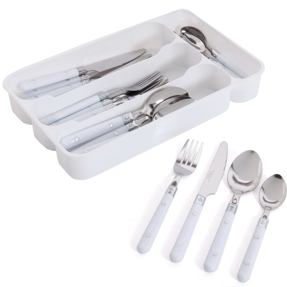 GIBSON OVERSEAS INC. Gibson 99586842M  Casual Living 24-Piece Flatware Set, White