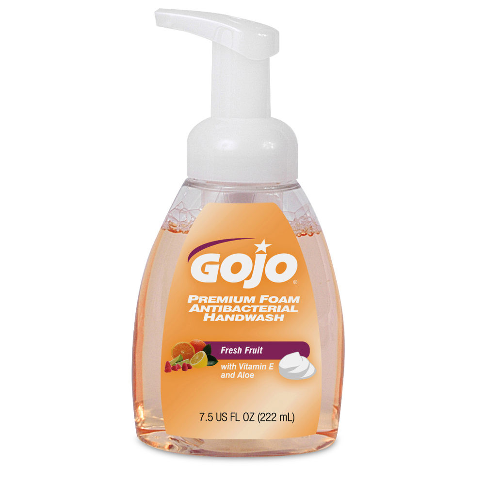 GOJO INDUSTRIES INC 5710-06 GOJO Premium Foam Antibacterial Hand Wash Soap, Fresh Fruit Scent, 7.5 Oz Pump Bottle