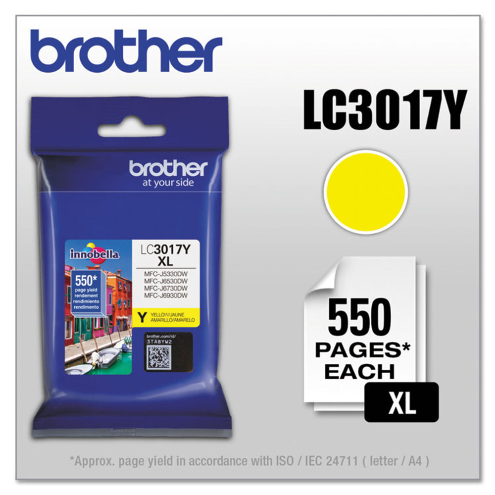 BROTHER INTL. CORP. LC3017Y LC3017Y Innobella High-Yield Ink, 550 Page-Yield, Yellow