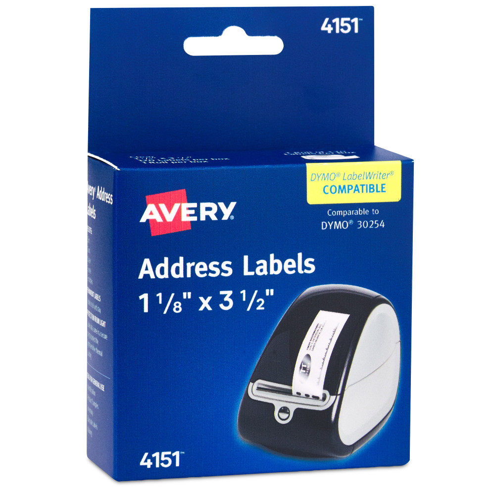 AVERY PRODUCTS CORPORATION Avery 4151  Direct Thermal Roll Labels, 4151, Rectangle, 1-1/8in x 3-1/2in, Clear, 120 Labels Per Roll, 1 Box Per Roll