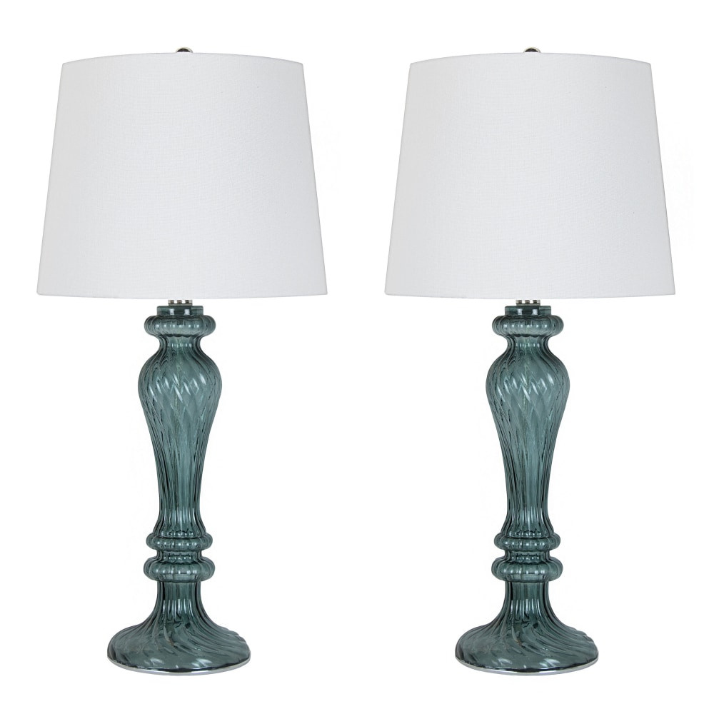 GRANDVIEW GALLERY LLC TL25-WINDSR-KTL TQW2 LumiSource Windsor Table Lamps, 25-1/2inH, Off-White Shade/Smokey Turquoise Base, Pack Of 2 Lamps