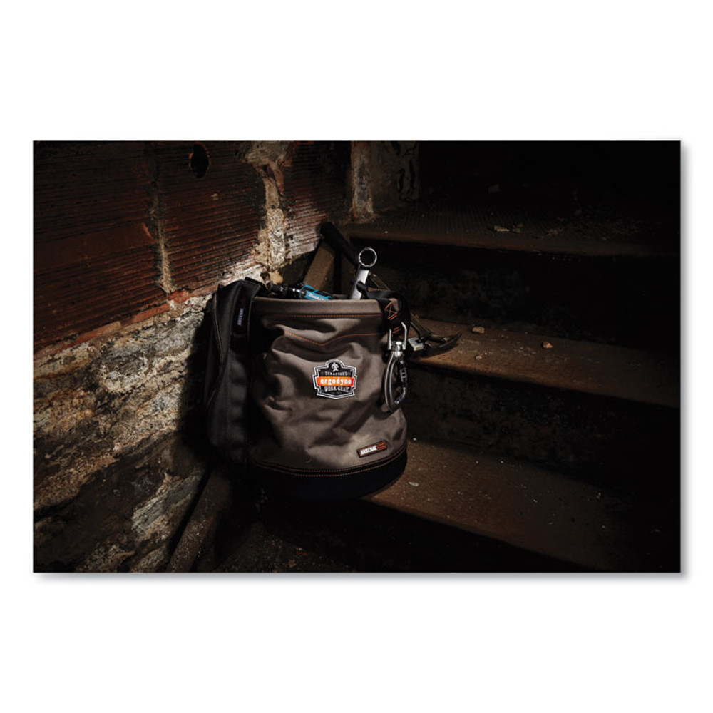 TENACIOUS HOLDINGS, INC. ergodyne® 14940 Arsenal 5940 Swiveling Carabiner Canvas Hoist Bucket, 150 lb, Gray