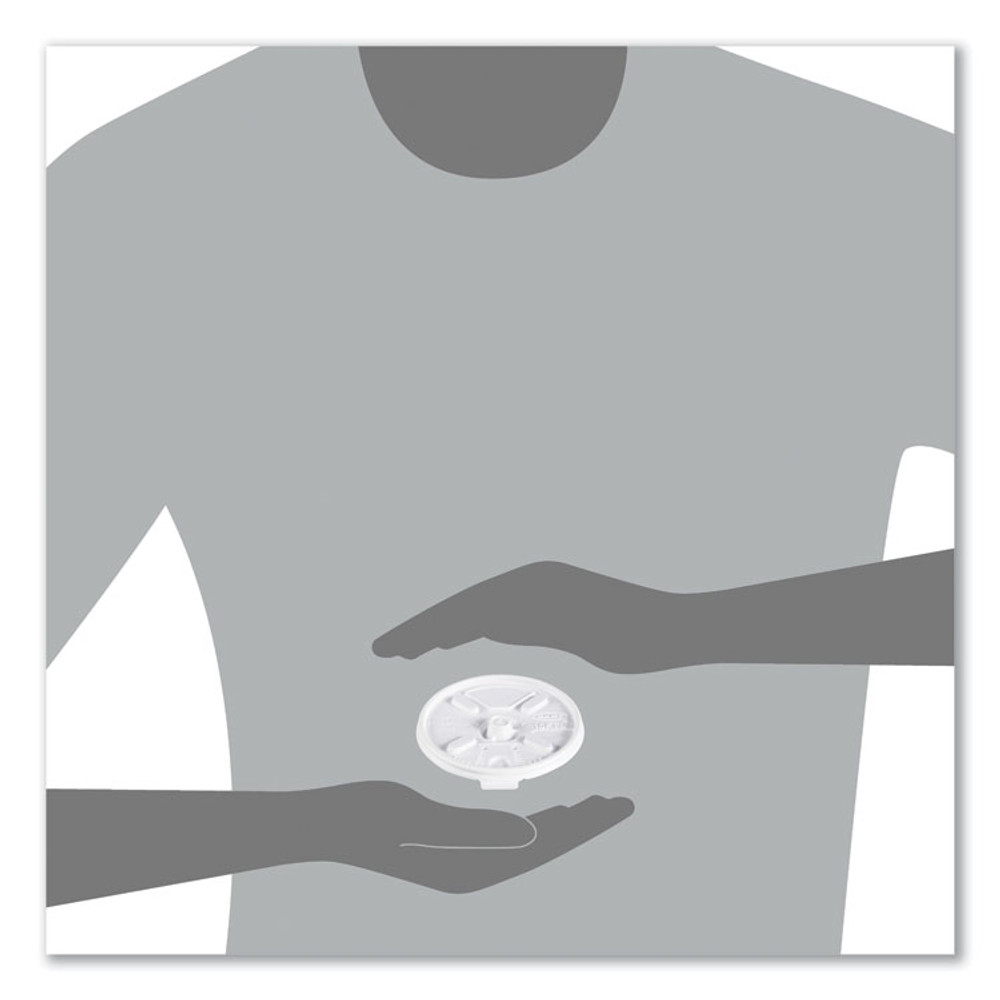 DART 10FTL Lift n' Lock Plastic Hot Cup Lids, Fits 10 oz Hot Cups, White, 1,000/Carton