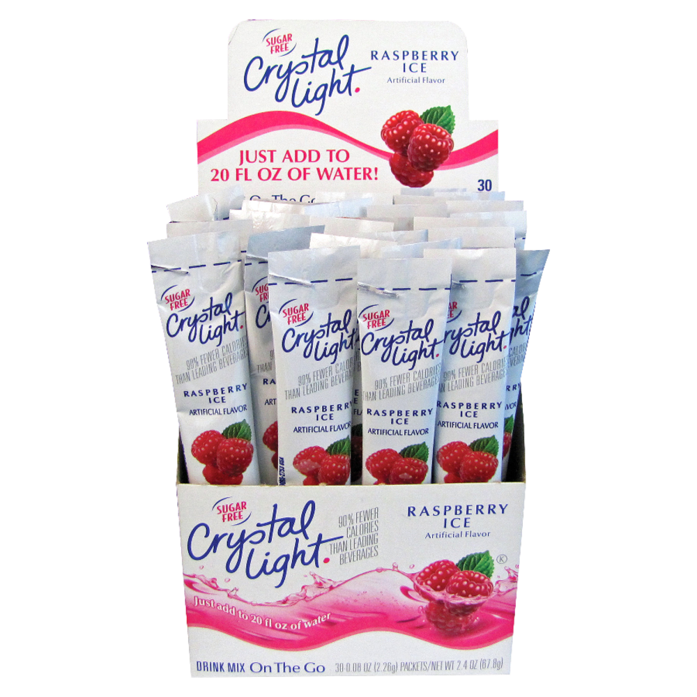 KRAFT HEINZ FOODS COMPANY CRY79800 Crystal Light On The Go Mix Sticks, Raspberry, Box Of 30 Packets