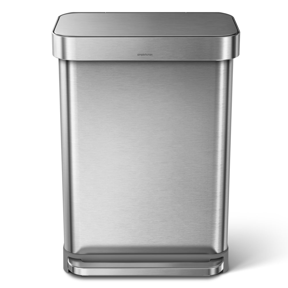 SIMPLEHUMAN LLC simplehuman CW2023  Rectangular Step Can With Liner Pocket, 14.5 Gallons, Brushed Stainless Steel