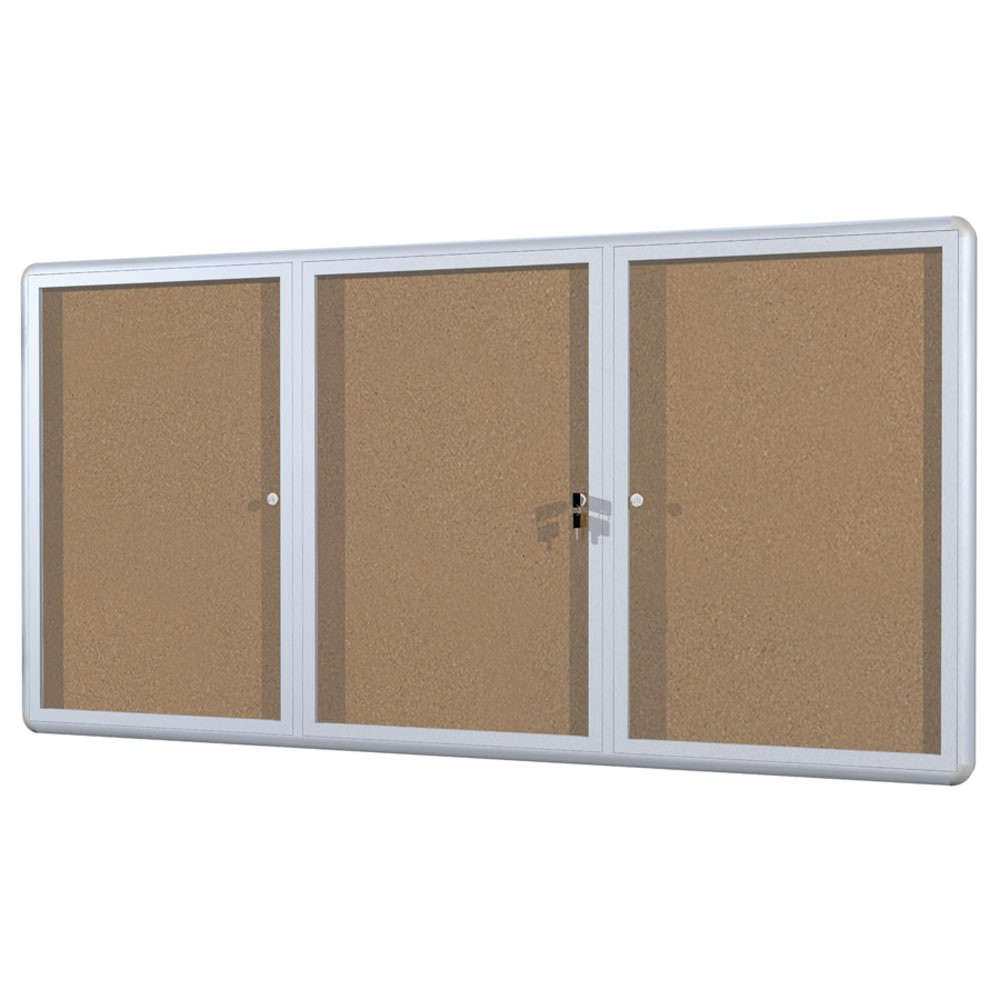 MasterVision VT1620101230  Anodized Aluminum Frame Enclosed Cork Bulletin Board, 3 Doors, 36in x 72in