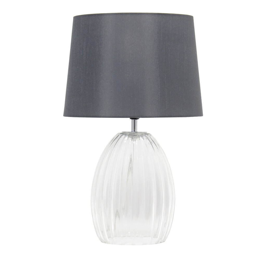 ALL THE RAGES INC LHT-4019-GY Lalia Home Fluted Glass Table Lamp, 17-5/8inH, Gray/Clear