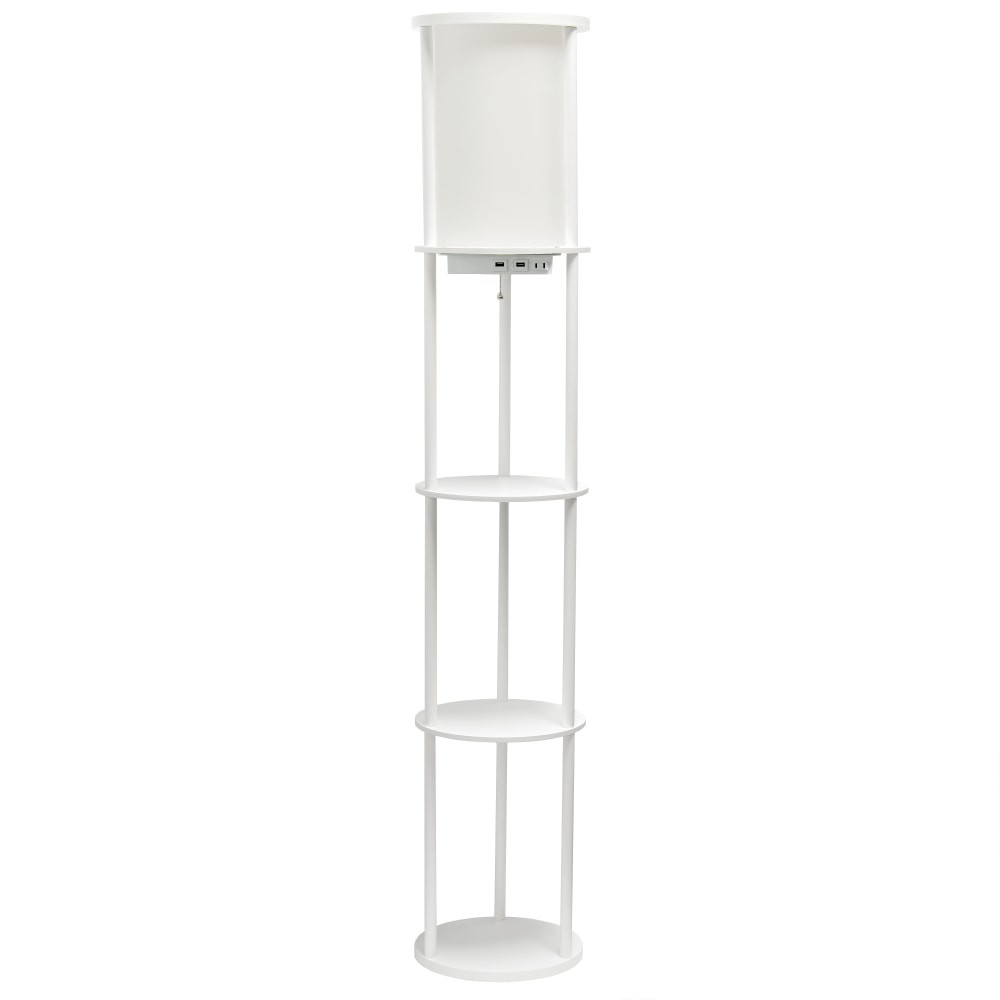 ALL THE RAGES INC Simple Designs LF2010-WHT  Round Etagere Floor Lamp, 62-1/2inH, White