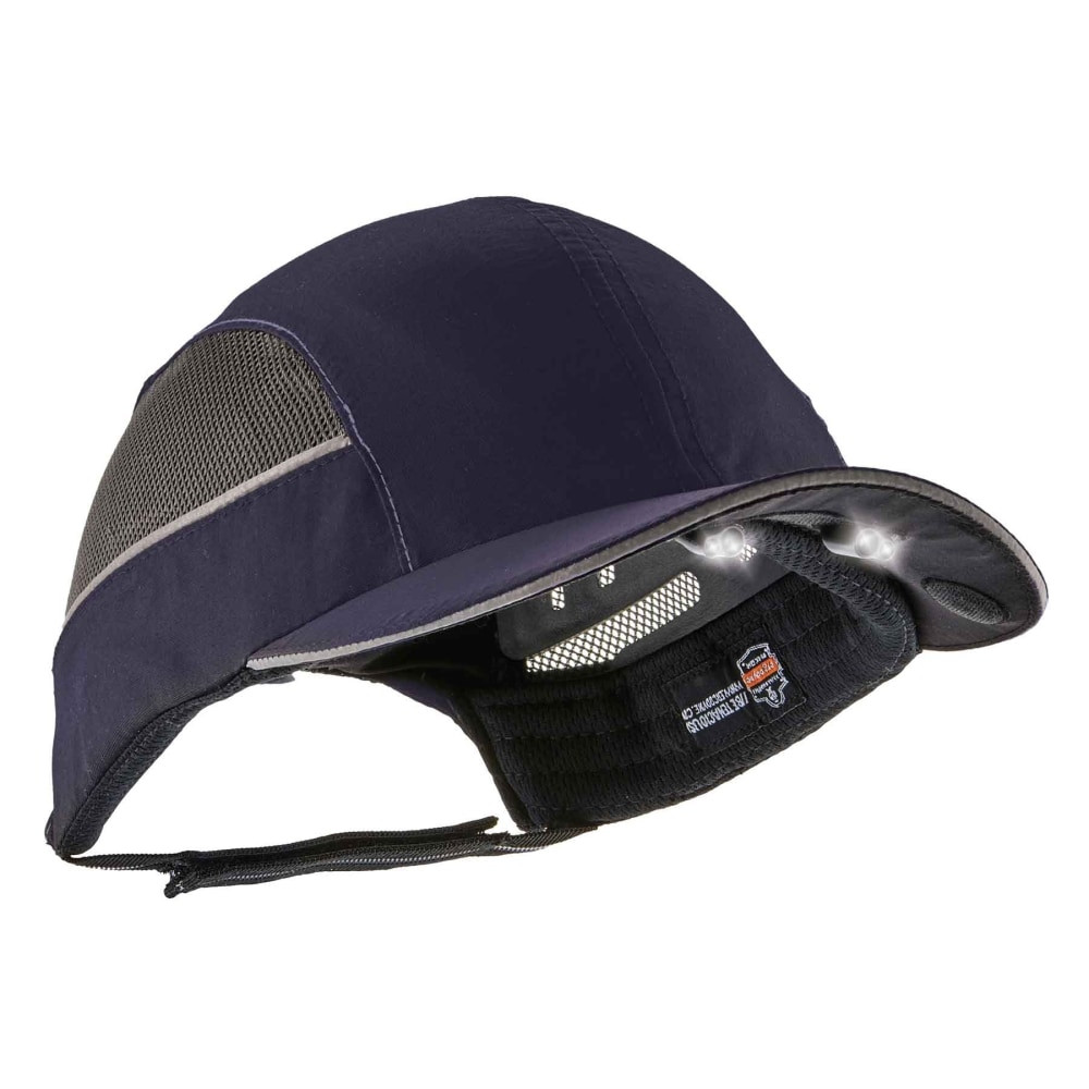 ERGODYNE CORPORATION 23375 Ergodyne Skullerz 8960 Bump Cap With LED Lights, Long Brim, Navy