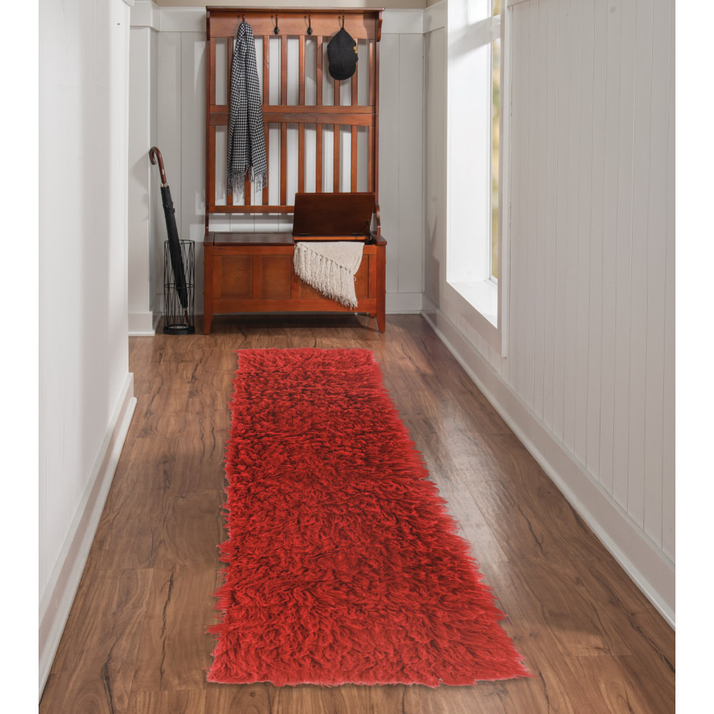 LINON HOME DECOR PRODUCTS, INC Linon OD4843  Flokati Area Rug, 29in x 103in, Morrigan 1400G Red