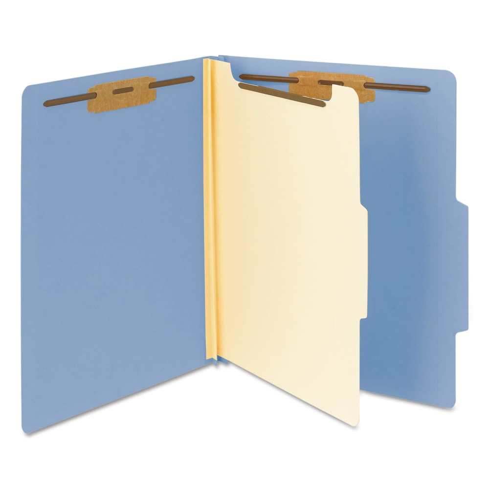 SMEAD MFG CO 13701 Smead Top-Tab Color Classification Folders, Letter Size, 2in Expansion, 1 Divider, Blue, Box Of 10