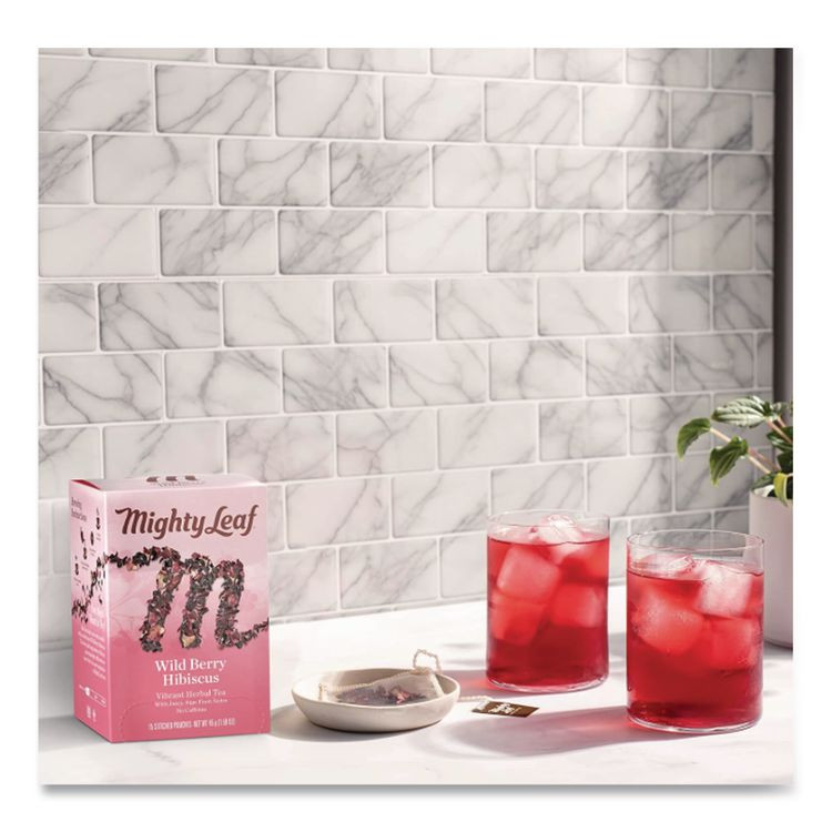 MIGHTY LEAF TEA CO 510144 Whole Leaf Tea Pouches, Wild Berry Hibiscus, 15/Box