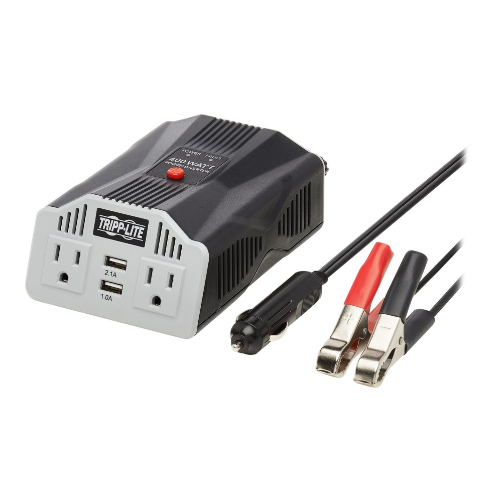 TRIPP LITE PV400USB  Ultra-Compact Car Inverter 400W 12V DC to 120V AC 2 UBS Charging Ports 2 Outlets - DC to AC power inverter + battery charger - 12 V - 400 Watt - output connectors: 2