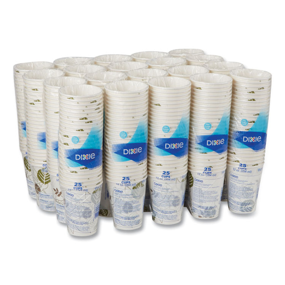 GEORGIA PACIFIC Dixie® 2342WS Pathways Paper Hot Cups, 12 oz, White/Brown, 25/Bag, 20 Bags/Carton