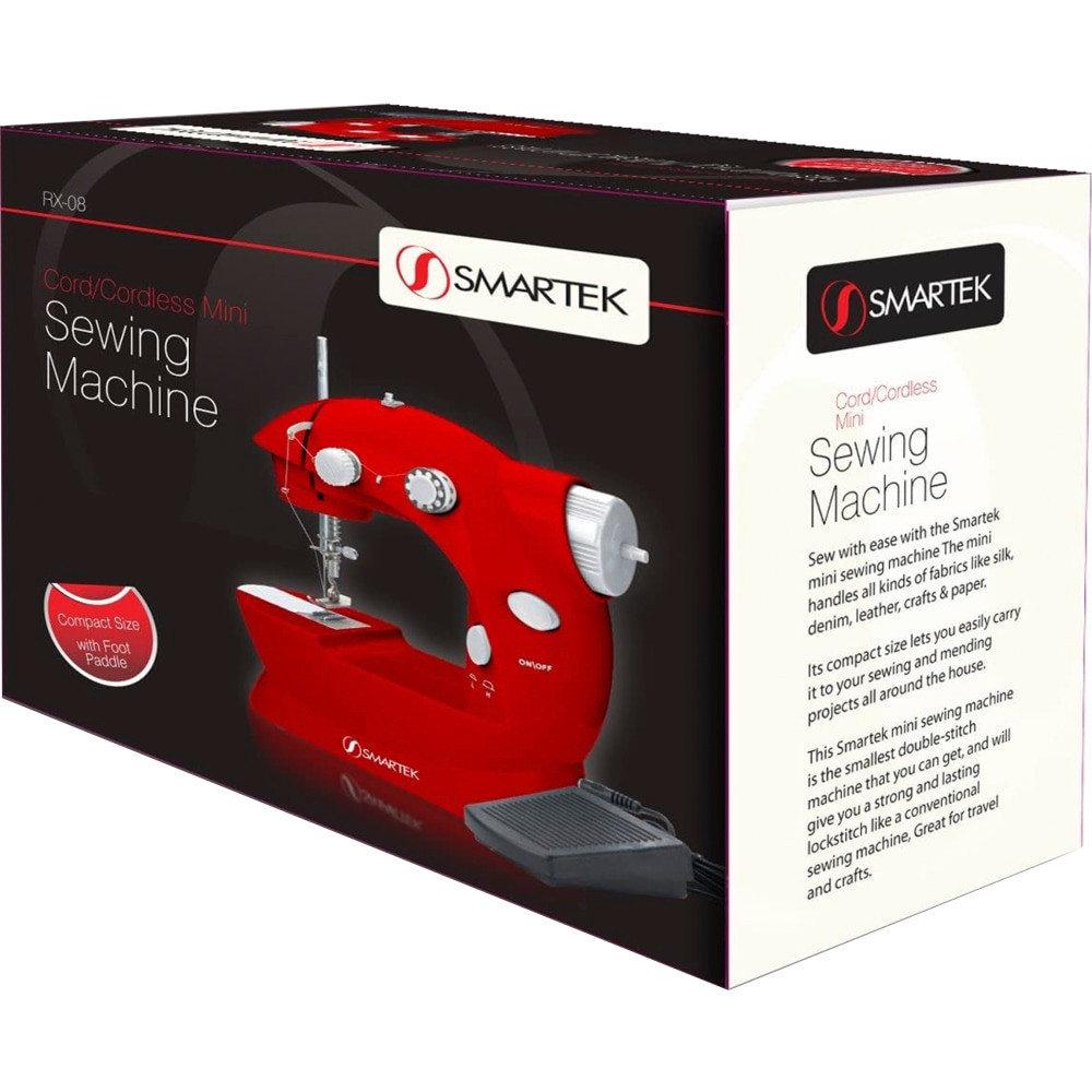 SMARTEK USA CO. INC. RX-08 Smartek Mini Sewing Machine With Pedal, Red