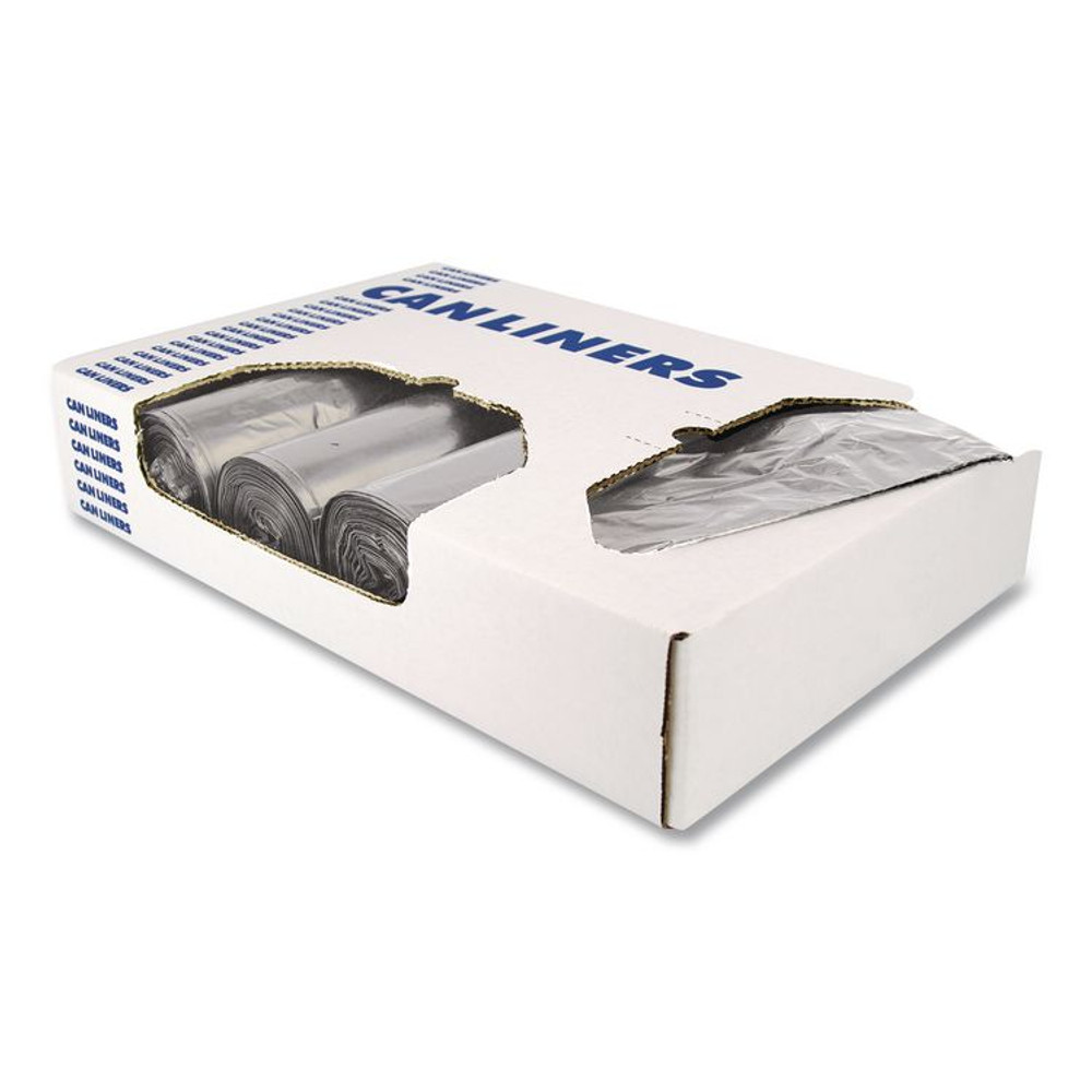 HERITAGE H7846WS Linear Low-Density Can Liners, 45 gal, 1.7 mil, 39" x 46", Silver, 50/Carton