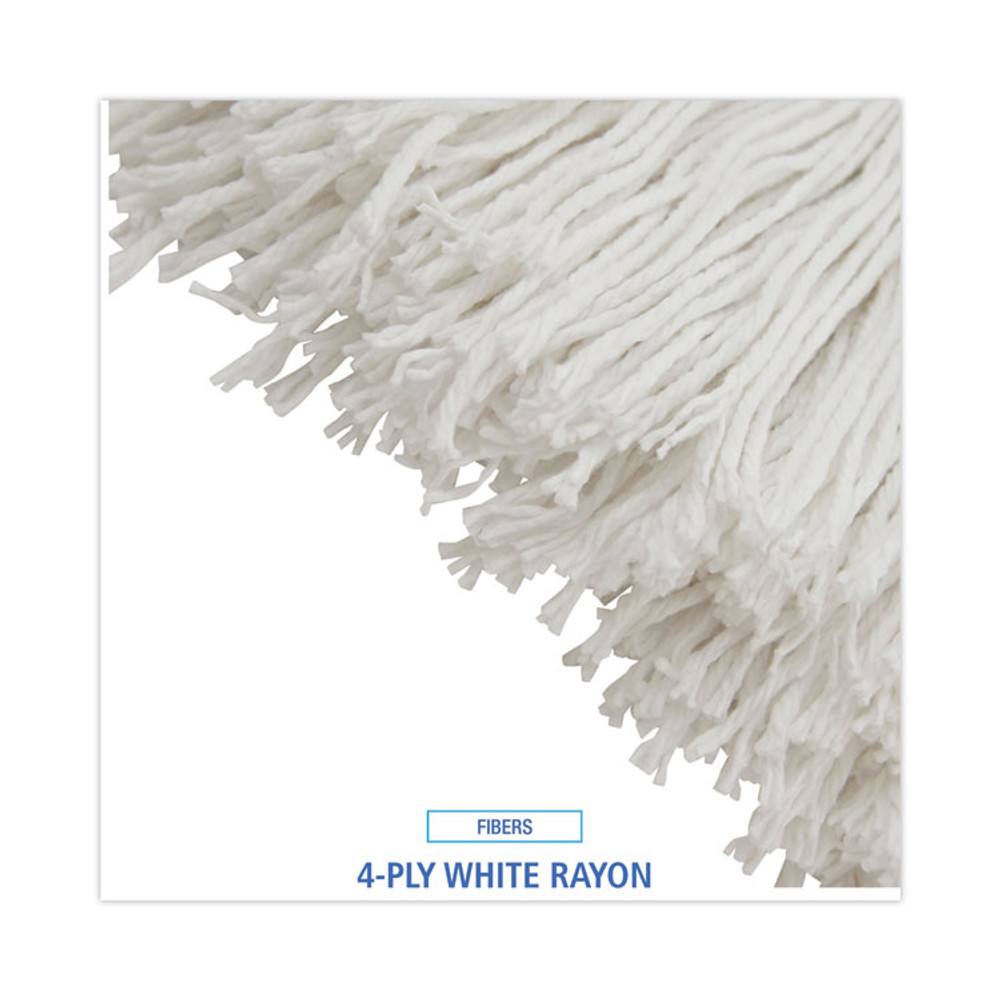 BOARDWALK 732R Mop Head, Economical Lie-Flat Head, Rayon Fiber, 32 oz, White, 12/Carton