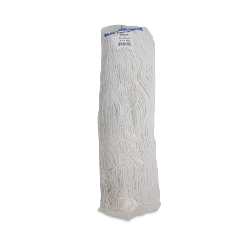 BOARDWALK 732R Mop Head, Economical Lie-Flat Head, Rayon Fiber, 32-Oz., White, 12/Carton