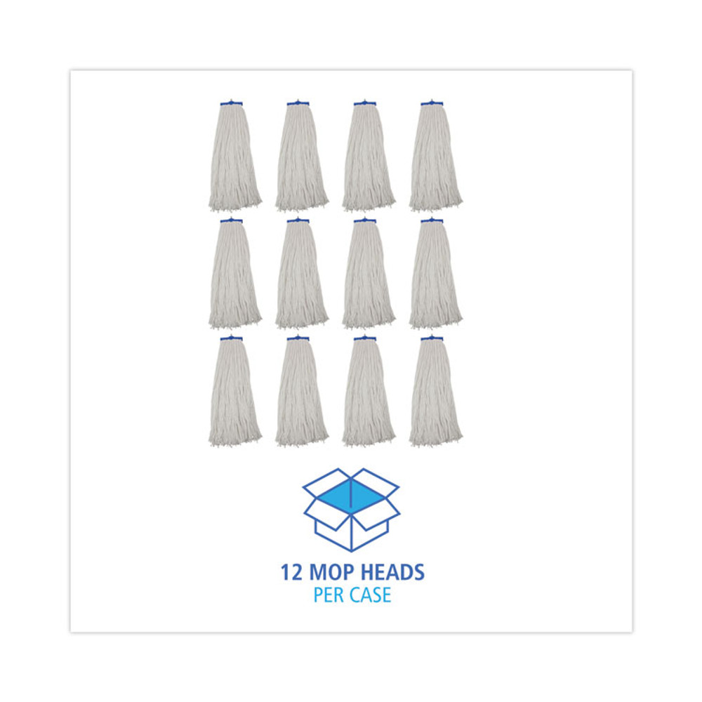 BOARDWALK 732R Mop Head, Economical Lie-Flat Head, Rayon Fiber, 32 oz, White, 12/Carton
