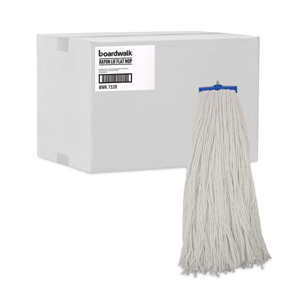 BOARDWALK 732R Mop Head, Economical Lie-Flat Head, Rayon Fiber, 32-Oz., White, 12/Carton