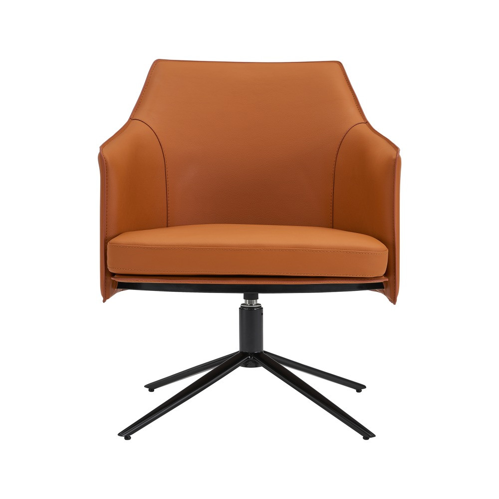 EURO STYLE, INC. Eurostyle 38988COG  Signa Faux Leather Lounge Chair, Black/Cognac