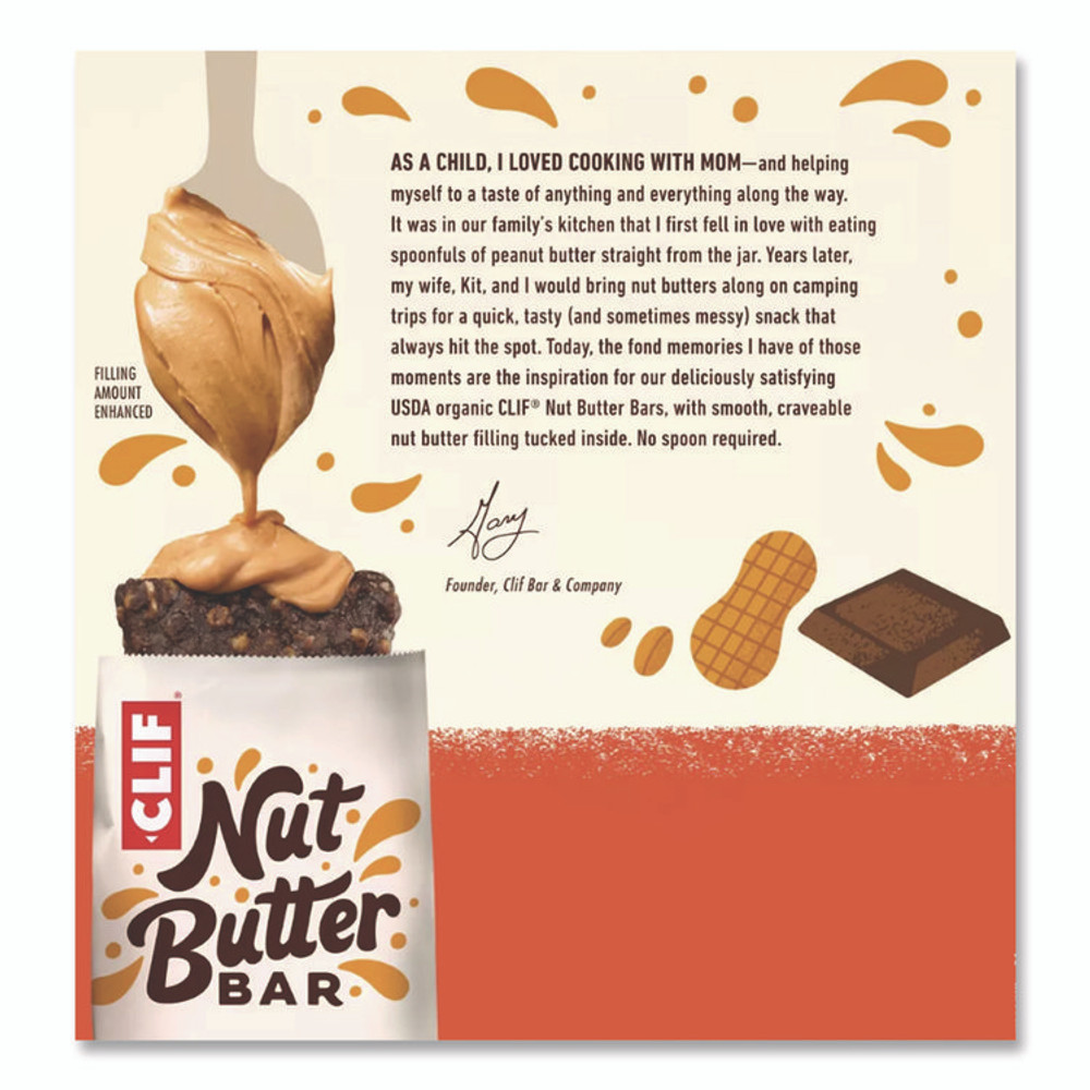 CLIF BAR & COMPANY CCC56801 Nut Butter Filled Energy Bar, Chocolate Peanut Butter, 1.76 oz Bar, 12 Bars/Box