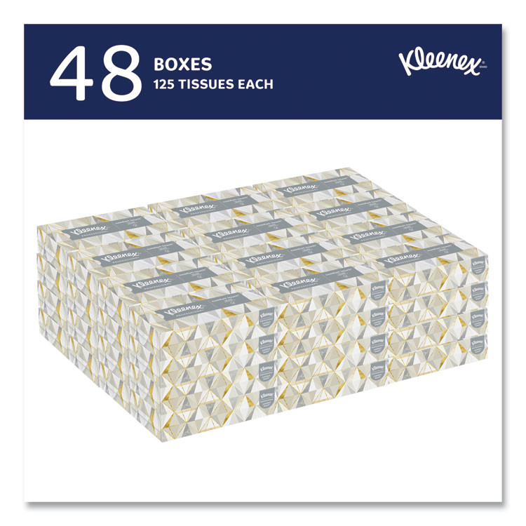 KIMBERLY-CLARK PROFESSIONAL Kleenex® 21606CT White Facial Tissue for Business, Pop-Up Box, 2-Ply, 125 Sheets/Box, 48 Boxes/Carton