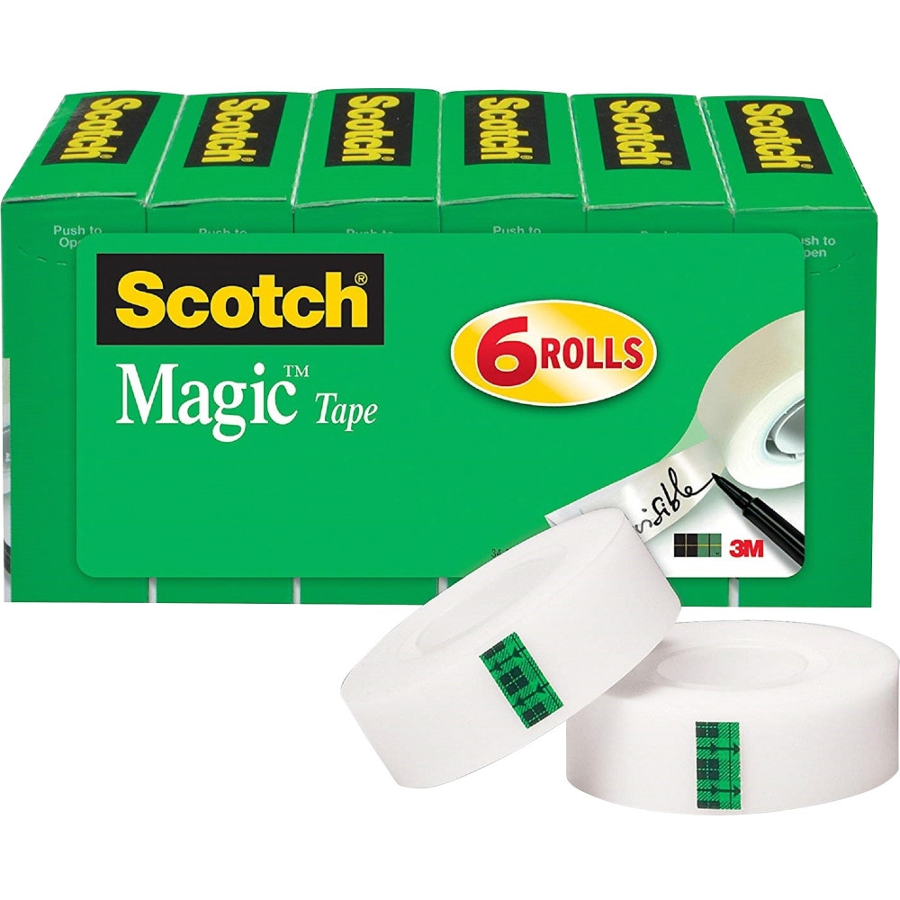 3M CO Scotch 810K6BD  Magic Tape, 0.75in x 83.34ft, Transparent, Pack Of 12 Rolls