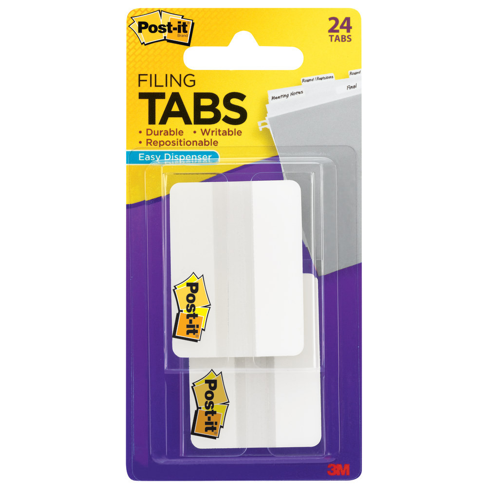 3M CO Post-it 686-24WE  Durable Tabs, 2 in. x 1.5 in., Pack Of 24 Tabs, White