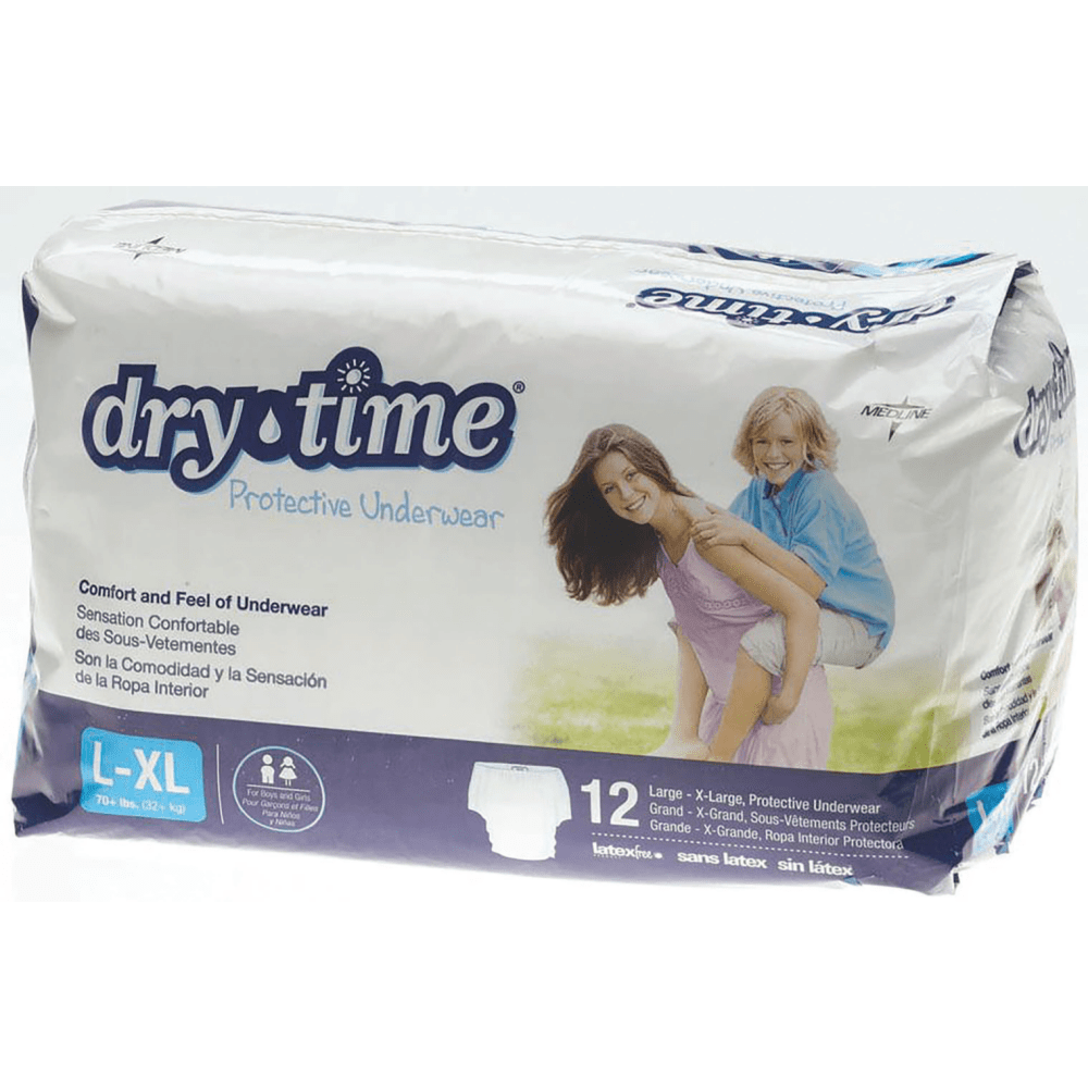 MEDLINE INDUSTRIES, INC. Medline MSC23003A  DryTime Disposable Protective Youth Underwear, Large/X-Large, Bag Of 12