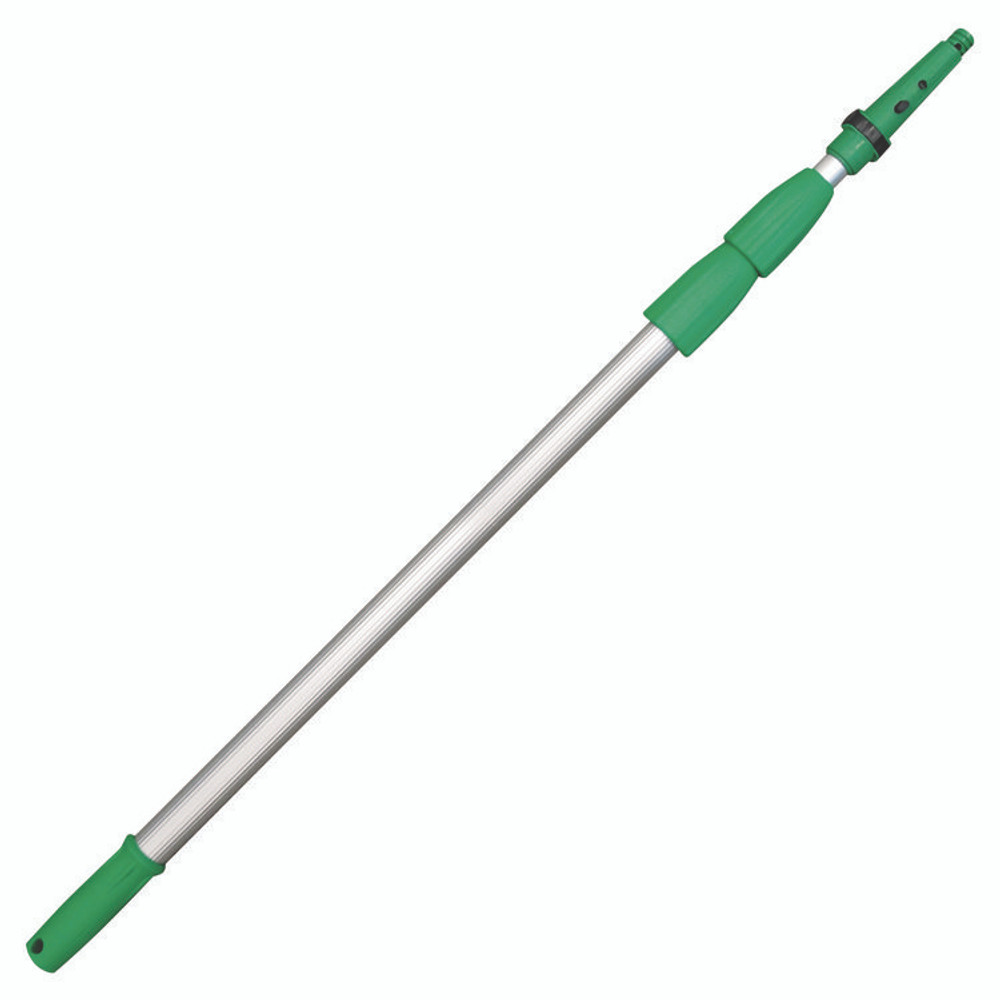 UNGER ED450 Opti-Loc Aluminum Extension Pole, 14 ft, Three Sections, Green/Silver