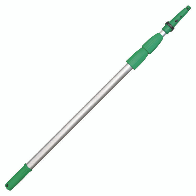 UNGER ED450 Opti-Loc Aluminum Extension Pole, 14 ft, Three Sections, Green/Silver