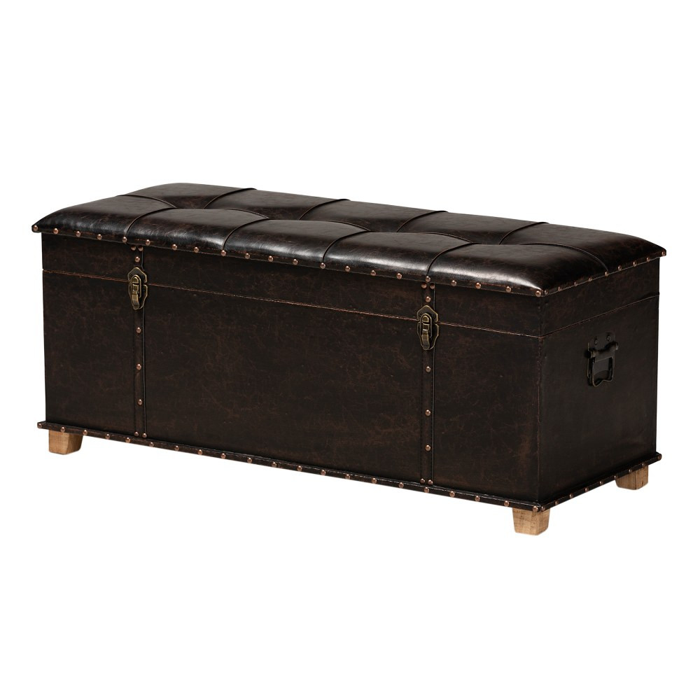 WHOLESALE INTERIORS, INC. Baxton Studio 2721-11902  Janna Storage Ottoman, Dark Brown/Oak Brown