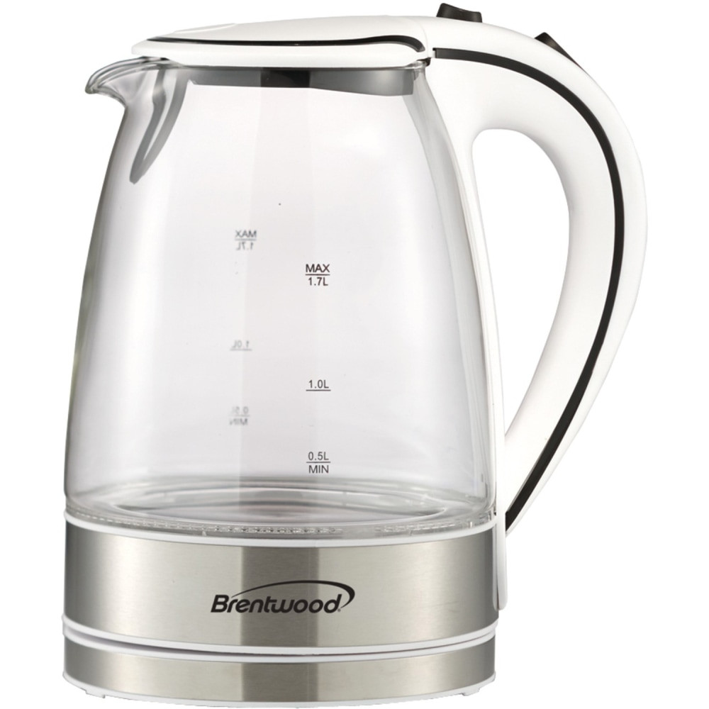 BRENTWOOD APPLIANCES, INC. KT-1900W Brentwood 1.7L Borosilicate Glass Tea Kettle, White, KT-1900W