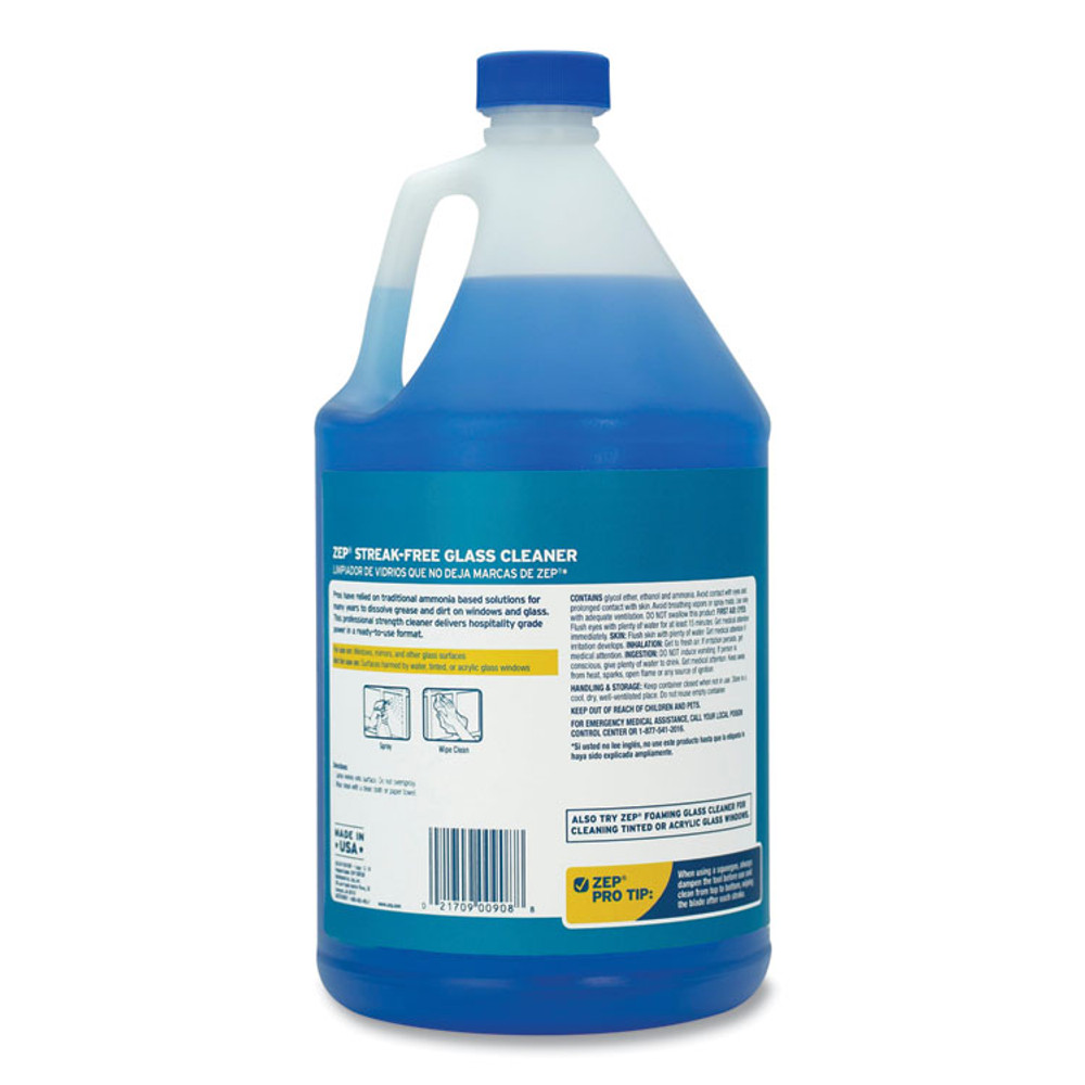 ZEP INC. Commercial® ZU1120128EA Streak-Free Glass Cleaner, Pleasant Scent, 1 gal Bottle