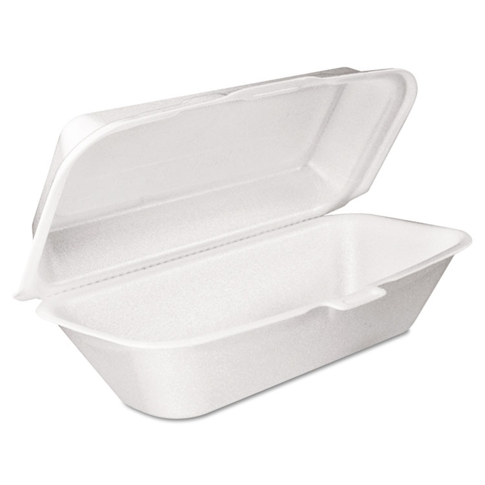 DART 99HT1R Foam Hinged Lid Container, Hoagie Container with Removable Lid, 5.3 x 9.8 x 3.3, White, 125/Bag, 4 Bags/Carton