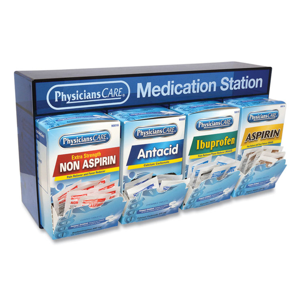 ACME UNITED CORPORATION PhysiciansCare® 90780 Medication Station, Aspirin, Ibuprofen, Non Aspirin Pain Reliever, Antacid