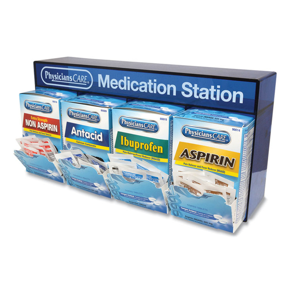 ACME UNITED CORPORATION PhysiciansCare® 90780 Medication Station, Aspirin, Ibuprofen, Non Aspirin Pain Reliever, Antacid