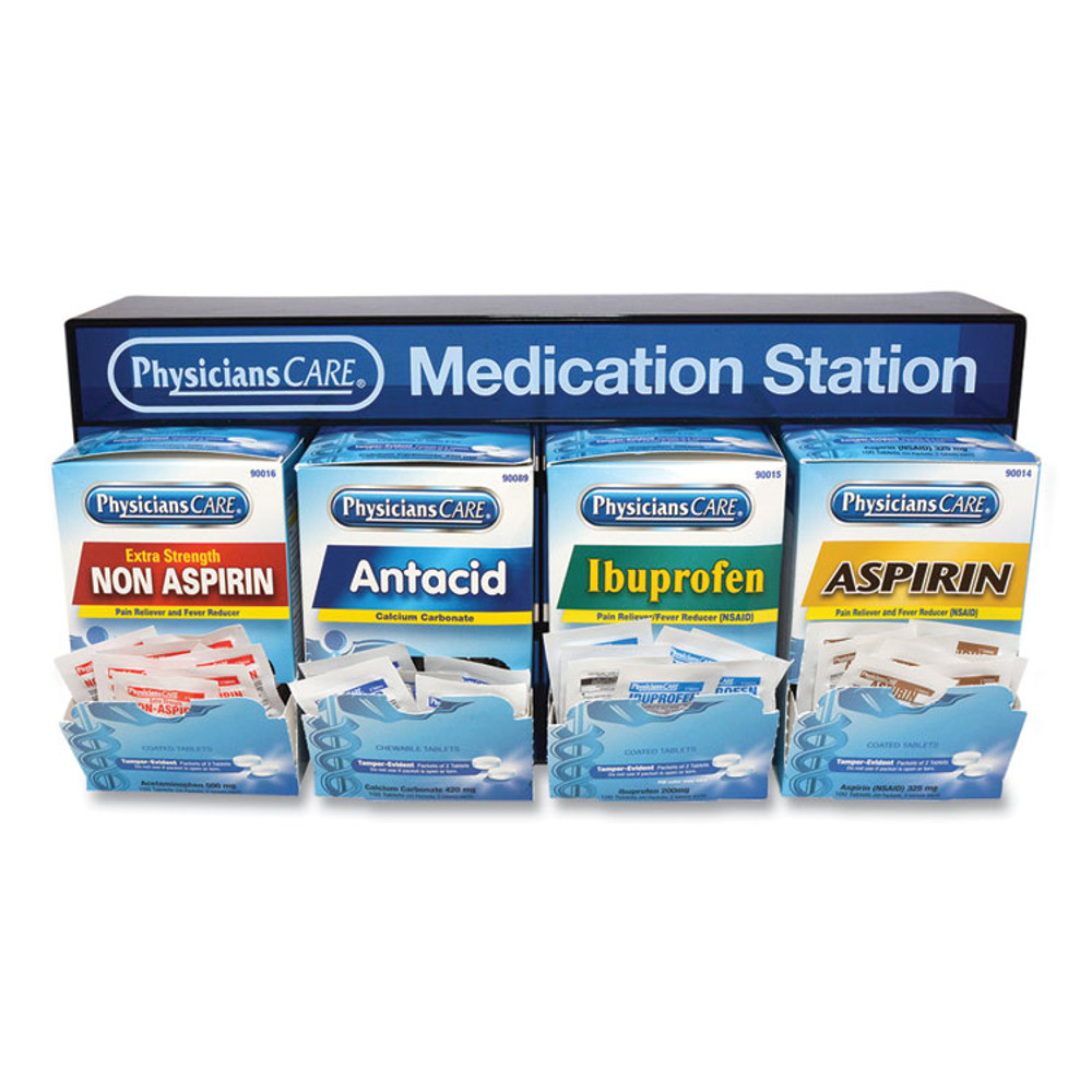 ACME UNITED CORPORATION PhysiciansCare® 90780 Medication Station, Aspirin, Ibuprofen, Non Aspirin Pain Reliever, Antacid