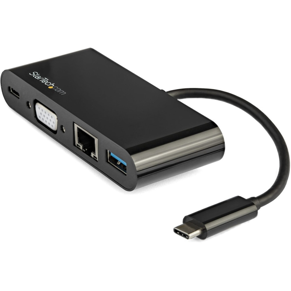 STARTECH.COM DKT30CVAGPD  USB C VGA Multiport Adapter - Power Delivery Charging (60W) - USB 3.0 - GbE - USB C Adapter for Mac, Windows, Chrome OS - Create a workstation by connecting your USB-C laptop to a VGA monitor, GbE and USB 3.0 device