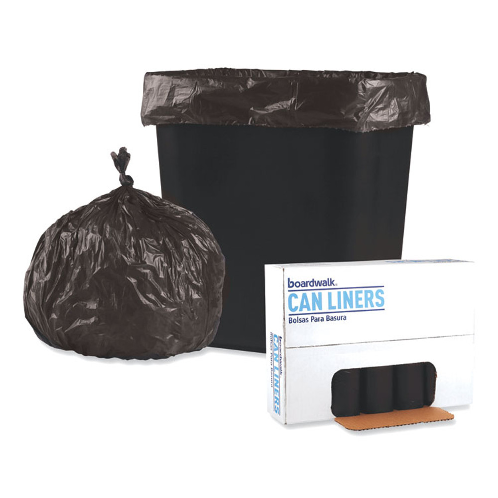 BOARDWALK 2432L Low-Density Waste Can Liners, 16 gal, 0.35 mil, 24" x 32", Black, 50 Bags/Roll, 10 Rolls/Carton