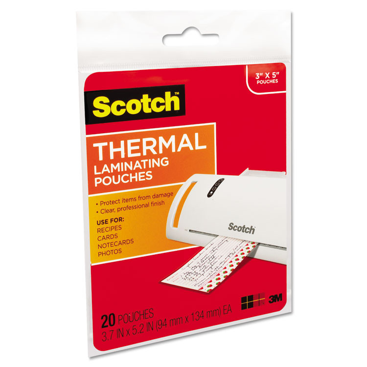3M/COMMERCIAL TAPE DIV. Scotch™ TP5902-20 Laminating Pouches, 5 mil, 5.38" x 3.75", Gloss Clear, 20/Pack