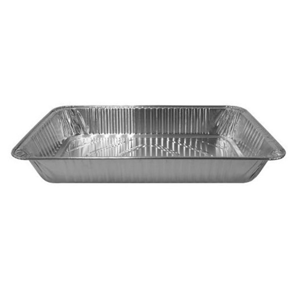LOLLICUP USA, INC. AF-STP100 Karat Full-Size 3-1/8in Foil Steam Table Pans, Silver, Set Of 50 Pans