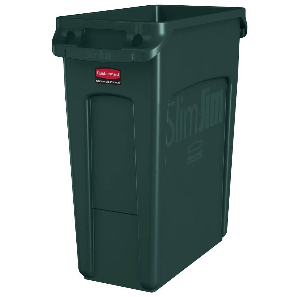 RUBBERMAID 1955960  Slim Jim Rectangular Polyethylene Vented Waste Receptacle, 16 Gallons, Green