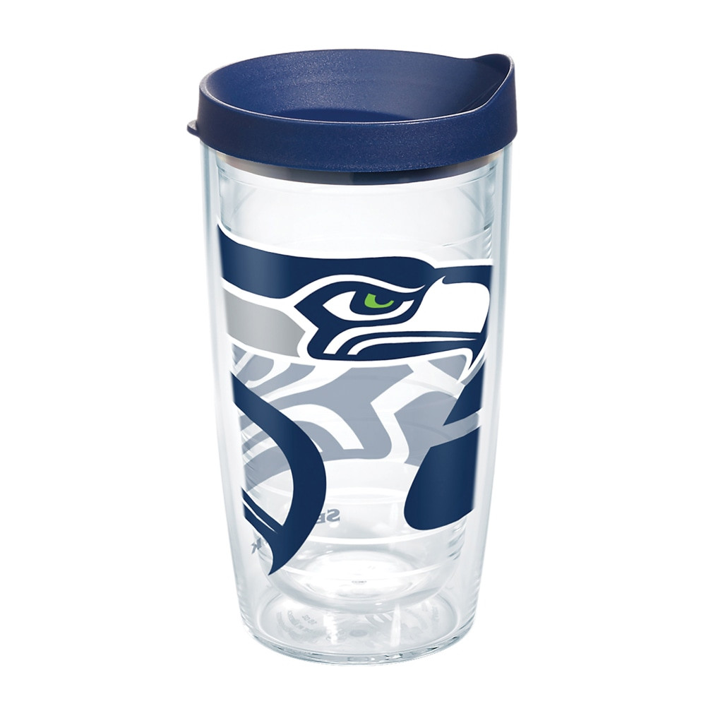 TERVIS TUMBLER COMPANY Tervis 1292389  NFL Tumbler With Lid, 16 Oz, Seattle Seahawks, Clear